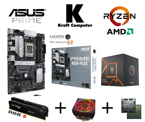 Gamer PC AMD Ryzen 7 7700 (8x5,3GHz), ASUS PRIME B650-Plus, DDR5, 1TB SSD M.2, RTX