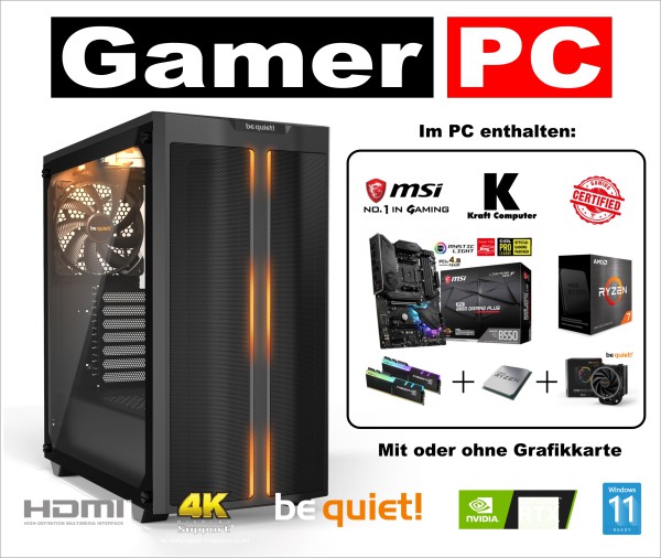 Gamer PC AMD Ryzen 7 5700X (8x4,6GHz), MSI B550 GAMING PLUS, DDR4, 1TB SSD M.2, RTX